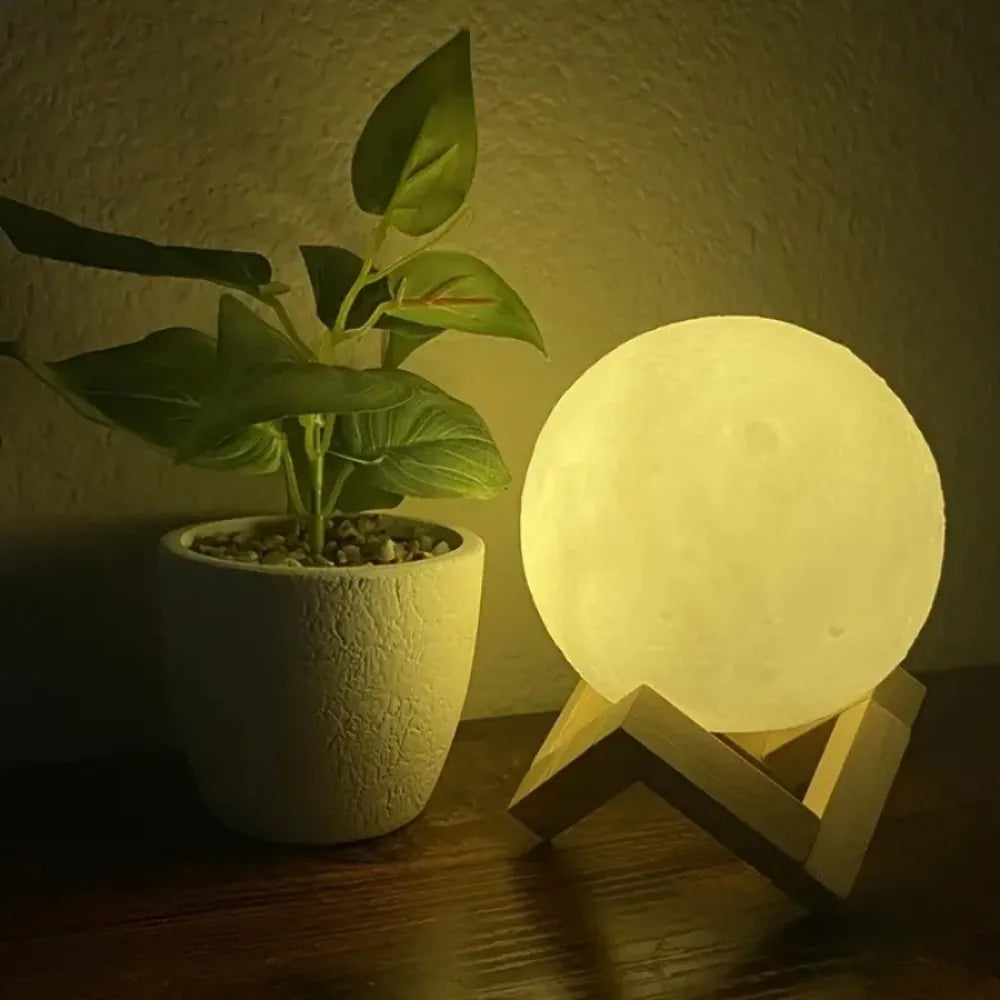 3D Moon Light Night Lamp with Stand | Battery Powered Moon Nightlight for Bedroom & Gifts