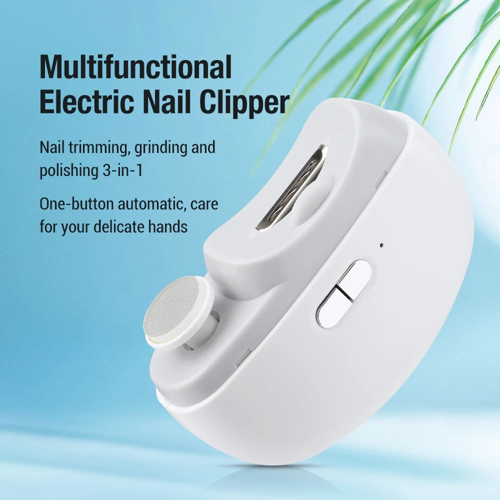 2-in-1 Electric Nail Clipper & Nail Grinder with Light – USB Rechargeable Automatic Fingernail Trimmer with Nail File & Nail Debris Storage for Adults, Elderly & Children