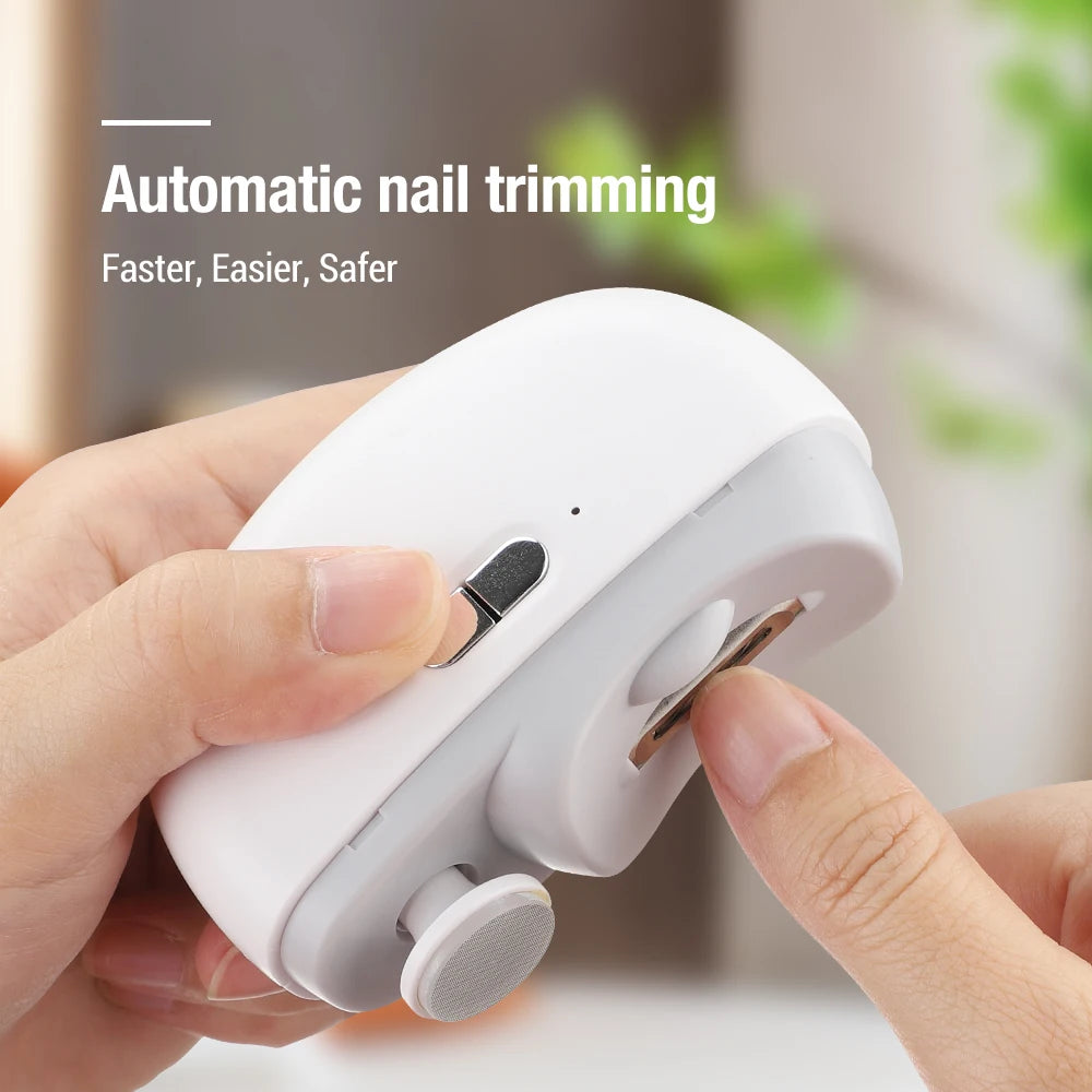 2-in-1 Electric Nail Clipper & Nail Grinder with Light – USB Rechargeable Automatic Fingernail Trimmer with Nail File & Nail Debris Storage for Adults, Elderly & Children