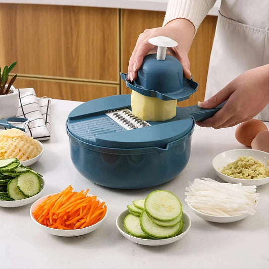 9-in-1 Vegetable Cutter & Slicer | Multi-Functional Manual Potato Shredder Grater Kitchen Tool