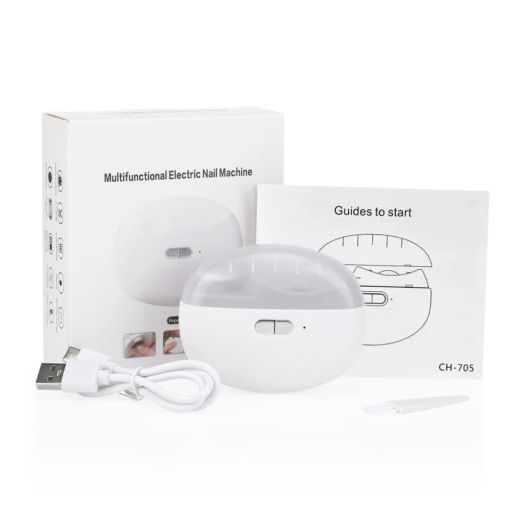 2-in-1 Electric Nail Clipper & Nail Grinder with Light – USB Rechargeable Automatic Fingernail Trimmer with Nail File & Nail Debris Storage for Adults, Elderly & Children