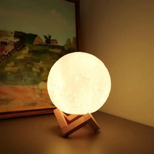 3D Moon Light Night Lamp with Stand | Battery Powered Moon Nightlight for Bedroom & Gifts
