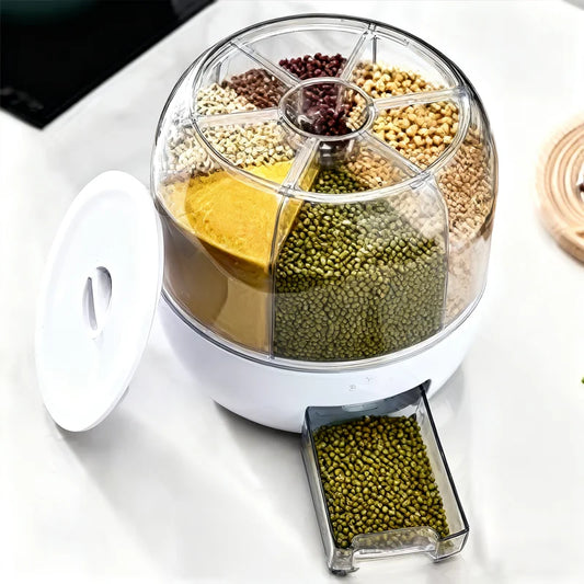 360° Rotating Rice Dispenser | Sealed Grain & Cereal Storage Container Moisture-Proof Kitchen Box