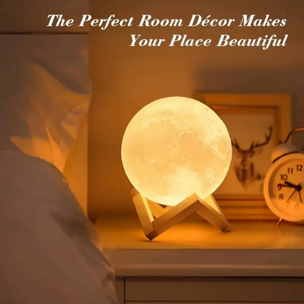 3D Moon Light Night Lamp with Stand | Battery Powered Moon Nightlight for Bedroom & Gifts