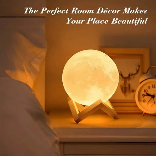 3D Moon Light Night Lamp with Stand | Battery Powered Moon Nightlight for Bedroom & Gifts