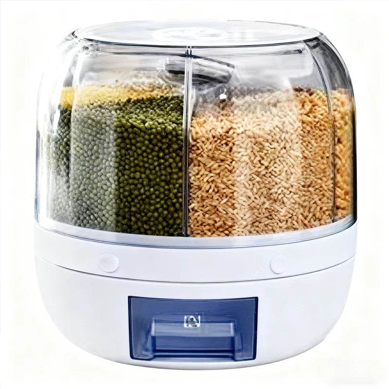 360° Rotating Rice Dispenser | Sealed Grain & Cereal Storage Container Moisture-Proof Kitchen Box