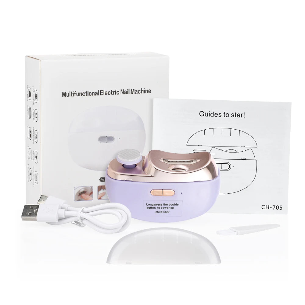 2-in-1 Electric Nail Clipper & Nail Grinder with Light – USB Rechargeable Automatic Fingernail Trimmer with Nail File & Nail Debris Storage for Adults, Elderly & Children