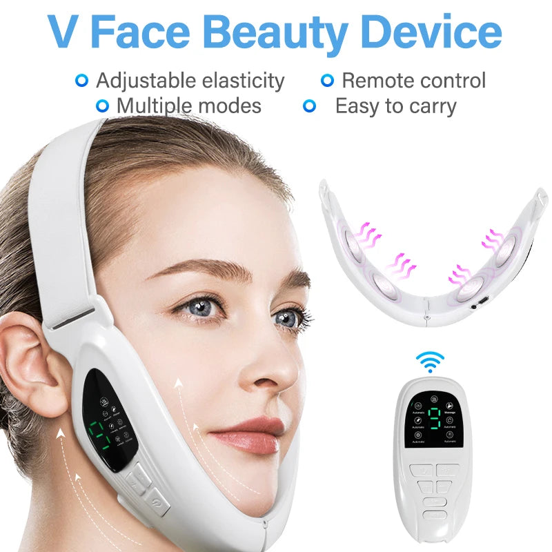 4-in-1 Electric Double Chin Remover | V-Line Face Slimming & Lifting Massager with Remote Control