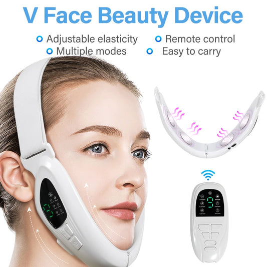 4-in-1 Electric Double Chin Remover | V-Line Face Slimming & Lifting Massager with Remote Control