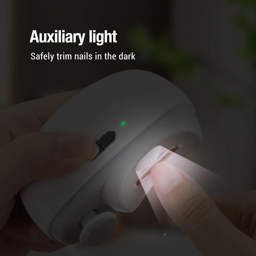 2-in-1 Electric Nail Clipper & Nail Grinder with Light – USB Rechargeable Automatic Fingernail Trimmer with Nail File & Nail Debris Storage for Adults, Elderly & Children