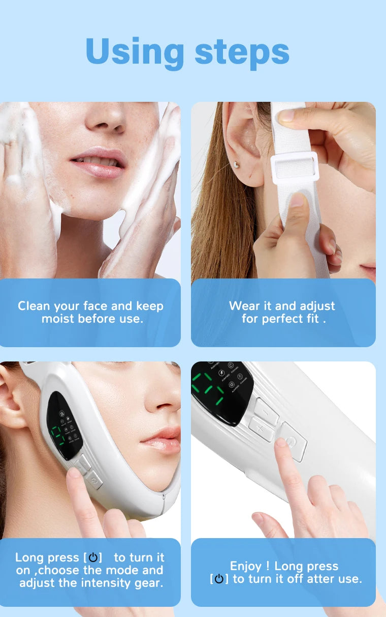 4-in-1 Electric Double Chin Remover | V-Line Face Slimming & Lifting Massager with Remote Control