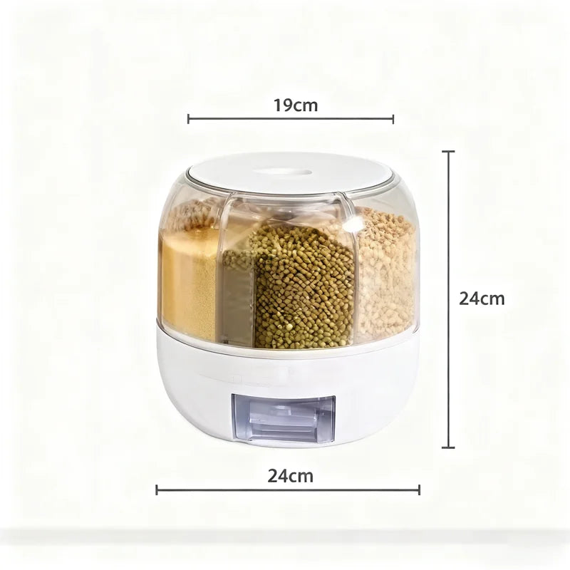 360° Rotating Rice Dispenser | Sealed Grain & Cereal Storage Container Moisture-Proof Kitchen Box