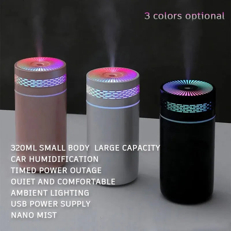 250ML Car Air Humidifier | Portable USB Mini Mist Diffuser with LED Light for Bedroom & Travel