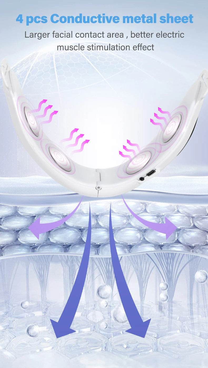 4-in-1 Electric Double Chin Remover | V-Line Face Slimming & Lifting Massager with Remote Control