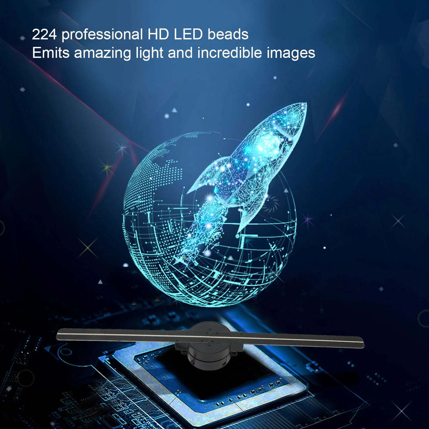3D Hologram Fan Projector 16.5″ – WiFi LED Advertising Display (224 LEDs)