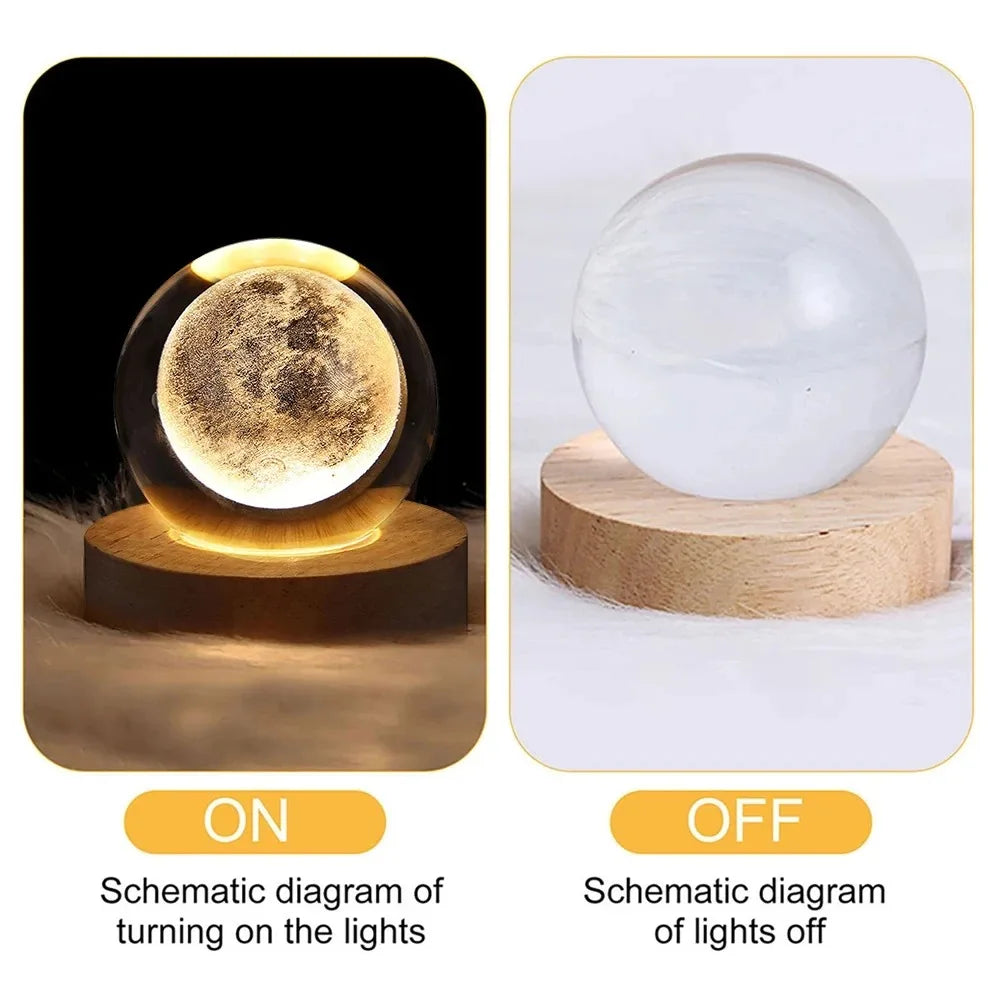 3D Crystal Ball Galaxy Lamp – USB Night Light with Planet Projection